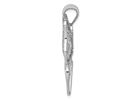 Rhodium Over 14k White Gold Polished Large Butterfly Pendant
