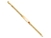 10k Yellow Gold Medical Soft Diamond Shape Red Enamel Curb Link ID Bracelet
