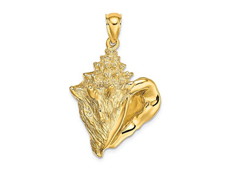 14k Yellow Gold Textured Conch Shell Charm