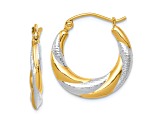 10k Yellow Gold and Rhodium Over 10k yellow Gold 13/16" Twisted Hoop Earrings