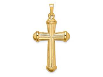 Picture of 14k Yellow Gold Polished and Textured Cross Pendant