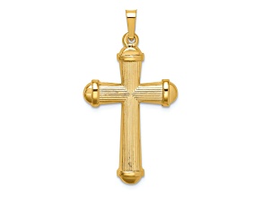 14k Yellow Gold Polished and Textured Cross Pendant