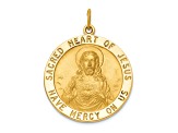 14K Yellow Gold Sacred Heart of Jesus Medal Pendant