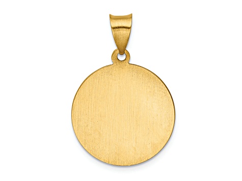 14K Yellow Gold Polished and Satin St Peregrine Medal Hollow Pendant