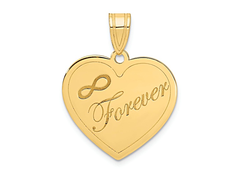 14k Yellow Gold Laser Designed Infinity Forever Heart Charm