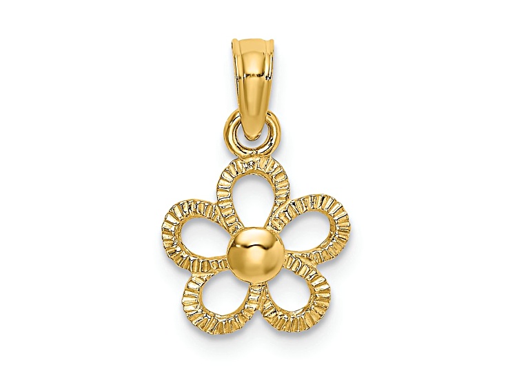 10K Yellow Gold 2D Textured Mini Daisy Flower Charm