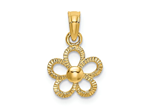 10K Yellow Gold 2D Textured Mini Daisy Flower Charm