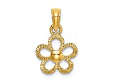 10K Yellow Gold 2D Textured Mini Daisy Flower Charm