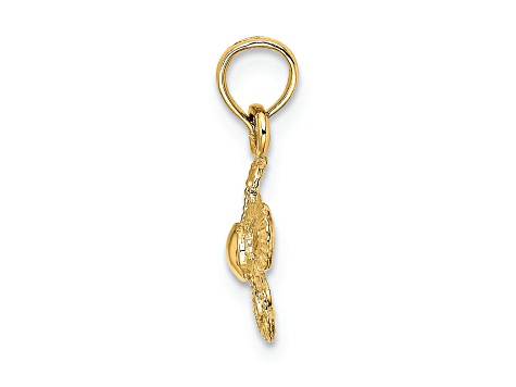 10K Yellow Gold 2D Textured Mini Daisy Flower Charm