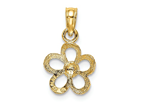 10K Yellow Gold 2D Textured Mini Daisy Flower Charm