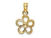 10K Yellow Gold 2D Textured Mini Daisy Flower Charm