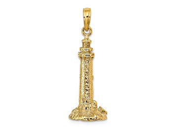 Picture of 14k Yellow Gold 3D Textured Fenwick Island Lighthouse, De Charm
