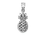 Rhodium Over 14k White Gold Polished and Textured 3D Pineapple Pendant