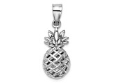 Rhodium Over 14k White Gold Polished and Textured 3D Pineapple Pendant