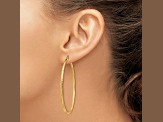 14k Yellow Gold 2 3/16" Satin and Diamond-Cut Round Tube Hoop Earrings