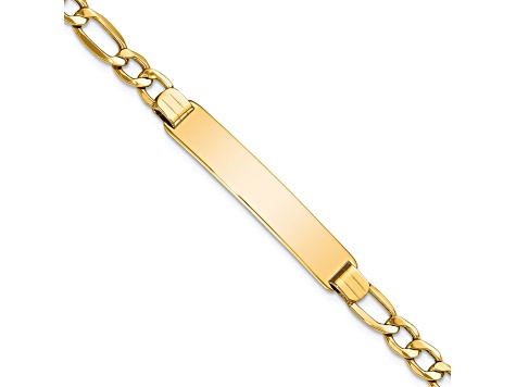 14k Yellow Gold Polished Figaro Link ID Bracelet