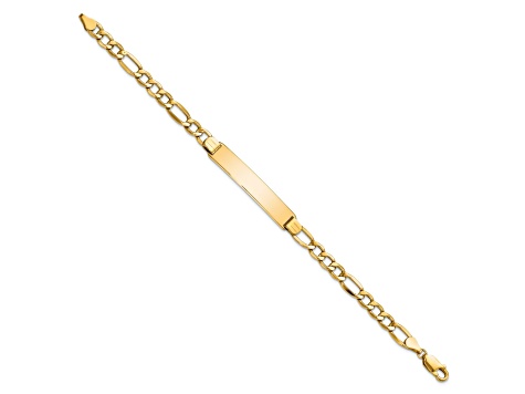 14k Yellow Gold Polished Figaro Link ID Bracelet
