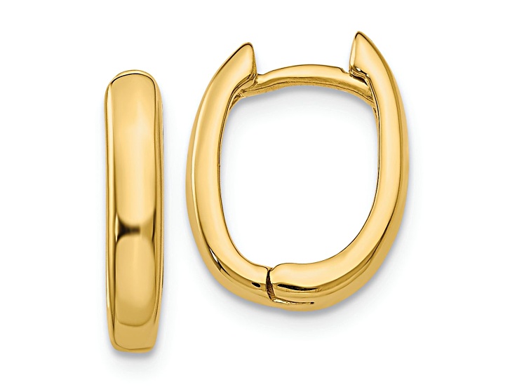 14k Yellow Gold 1/4" Oval Hinged Hoop Earrings