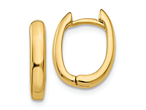 14k Yellow Gold 1/4" Oval Hinged Hoop Earrings