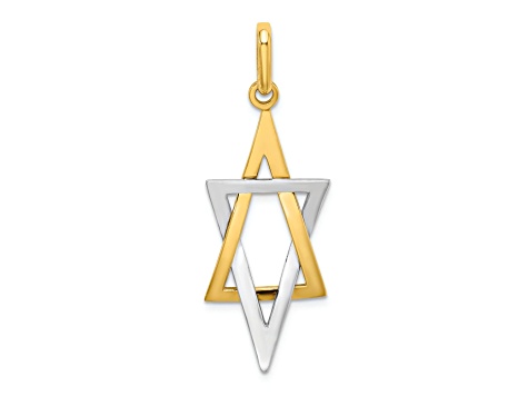 14K Two-tone Gold  Elongated Jewish Star of David Charm