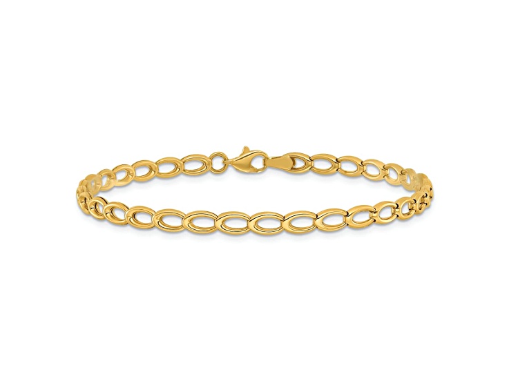 14k Yellow Gold Polished 4mm Open Link Bracelet