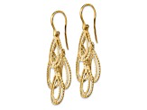 14K Yellow Gold Polished Diamond-cut Dangle Earrings