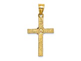 14K Two-tone Gold  Textured Cross with Flower Charm