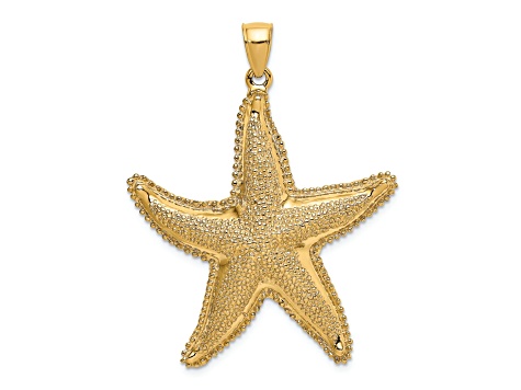 14k Yellow Gold Textured Starfish Charm