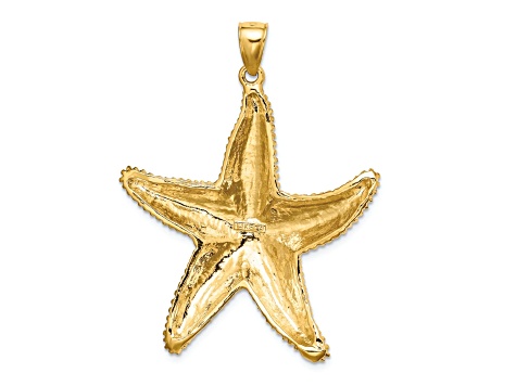 14k Yellow Gold Textured Starfish Charm