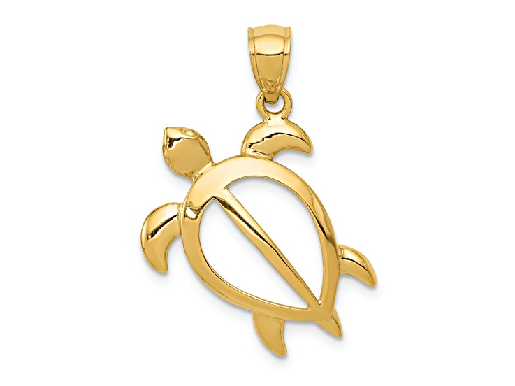 14K Yellow Gold Open Turtle Pendant