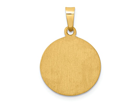 14K Yellow Gold Polished and Satin St Lucy Medal Hollow Pendant