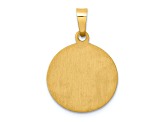 14K Yellow Gold Polished and Satin St Lucy Medal Hollow Pendant