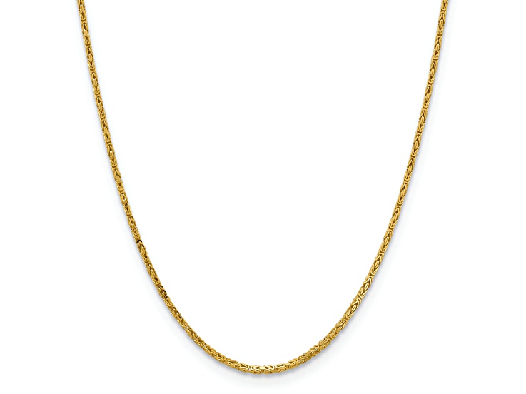 14K Yellow Gold 2mm Byzantine Chain Necklace