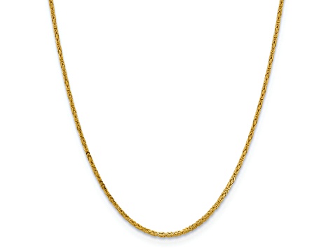 14K Yellow Gold 2mm Byzantine Chain Necklace