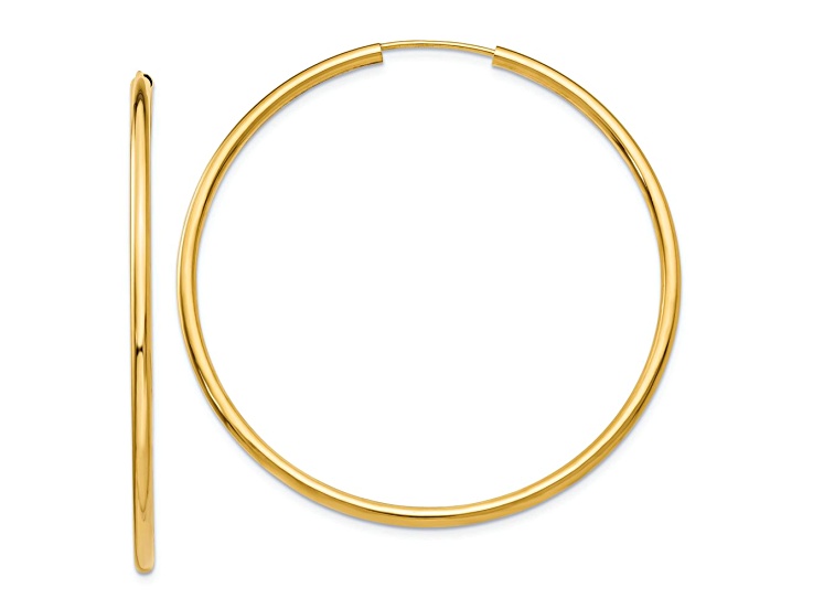 14k Yellow Gold Polished 1 15/16" Round Endless Hoop Earrings