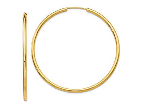 14k Yellow Gold Polished 1 15/16" Round Endless Hoop Earrings
