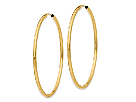 14k Yellow Gold Polished 1 15/16" Round Endless Hoop Earrings