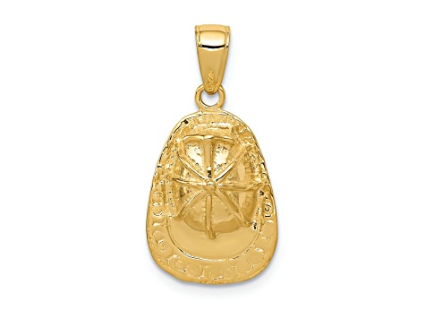 14k Yellow Gold 3D Textured Firefighter Hat Pendant
