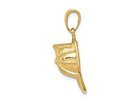 14k Yellow Gold 3D Textured Firefighter Hat Pendant