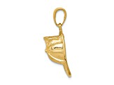 14k Yellow Gold 3D Textured Firefighter Hat Pendant