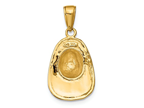 14k Yellow Gold 3D Textured Firefighter Hat Pendant