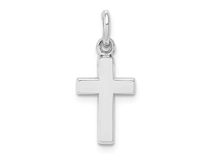 Rhodium Over 14k White Gold Cross Charm