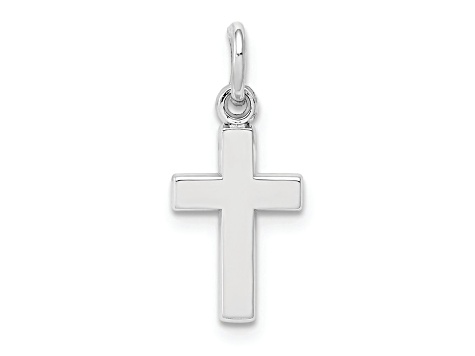 Rhodium Over 14k White Gold Cross Charm