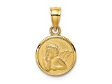 14k Yellow Gold Satin Angel Coin Charm