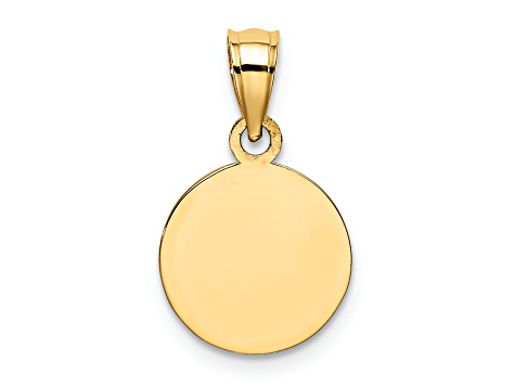 14k Yellow Gold Satin Angel Coin Charm