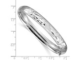 Rhodium Over 14k White Gold 8mm Brushed and Diamond-Cut Florentine Hinged Bangle