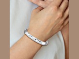 Rhodium Over 14k White Gold 8mm Brushed and Diamond-Cut Florentine Hinged Bangle