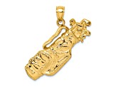 14k Yellow Gold 2D Textured Golf Bag and Clubs Charm