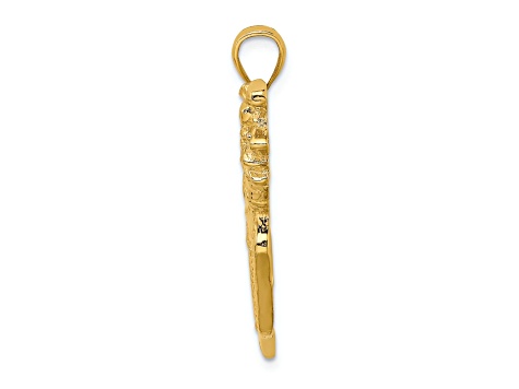 14k Yellow Gold 2D Textured Golf Bag and Clubs Charm