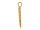 14k Yellow Gold 2D Textured Golf Bag and Clubs Charm